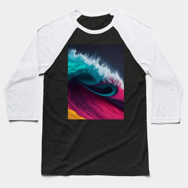 Beautiful Color mix Wave Design. Baseball T-Shirt by Sohan Print Store